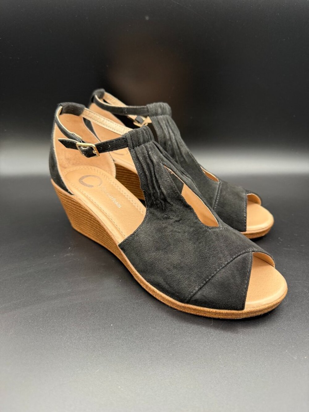 Journee Collection Stacked Wedge Straped Sandal Woman Size 10